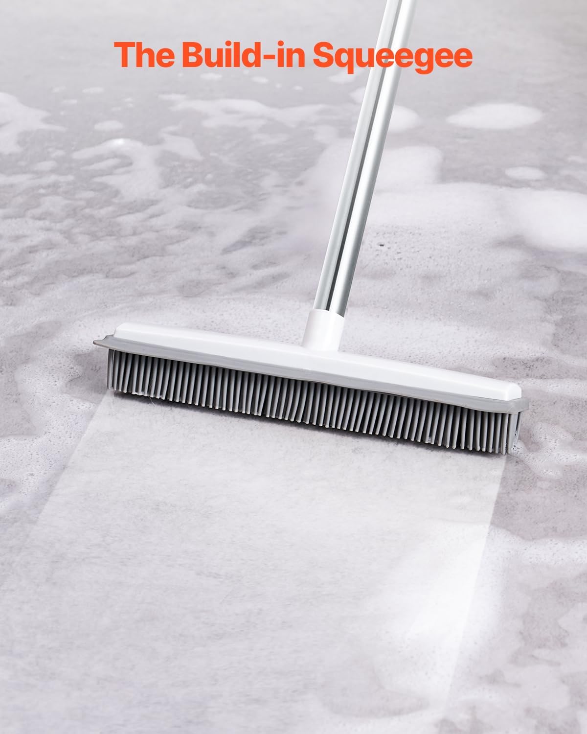 VEVOR Pet Hair Removal Broom, 58.46 in Adjustable Long Handle, Rubber Broom with Built in Squeegee Reusable Dog Cat Hair Remover, for Couch Furniture Hardwood Floor Tile