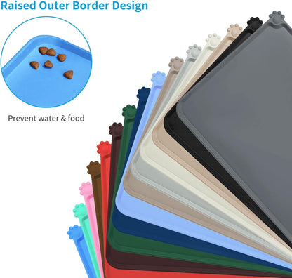 AUDWUD Silicone Waterproof Pet Feeding Mats,Anti Slip Bowl Pad,Dog Mat for Food and Water