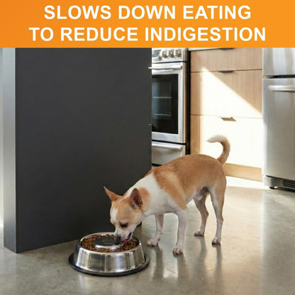 Neater Pet Brands Stainless Steel Slow Feed Dog Bowl for Fast Eating Large Breed, Metal Slow Feeder Dog Bowl Fits in Large Neater Feeders, for Puppy or Dogs (>40 lbs), 3 Cup Food Capacity