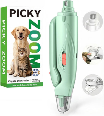 2-in-1 Dog & Cat Nail Clippers and Grinder with Light – Upgraded Safety Guard to Avoid Overcutting, Sharp Blade, Painless Quiet Pet Nail Claw Trimmers, Professional Grooming Tool for Large Small Pets