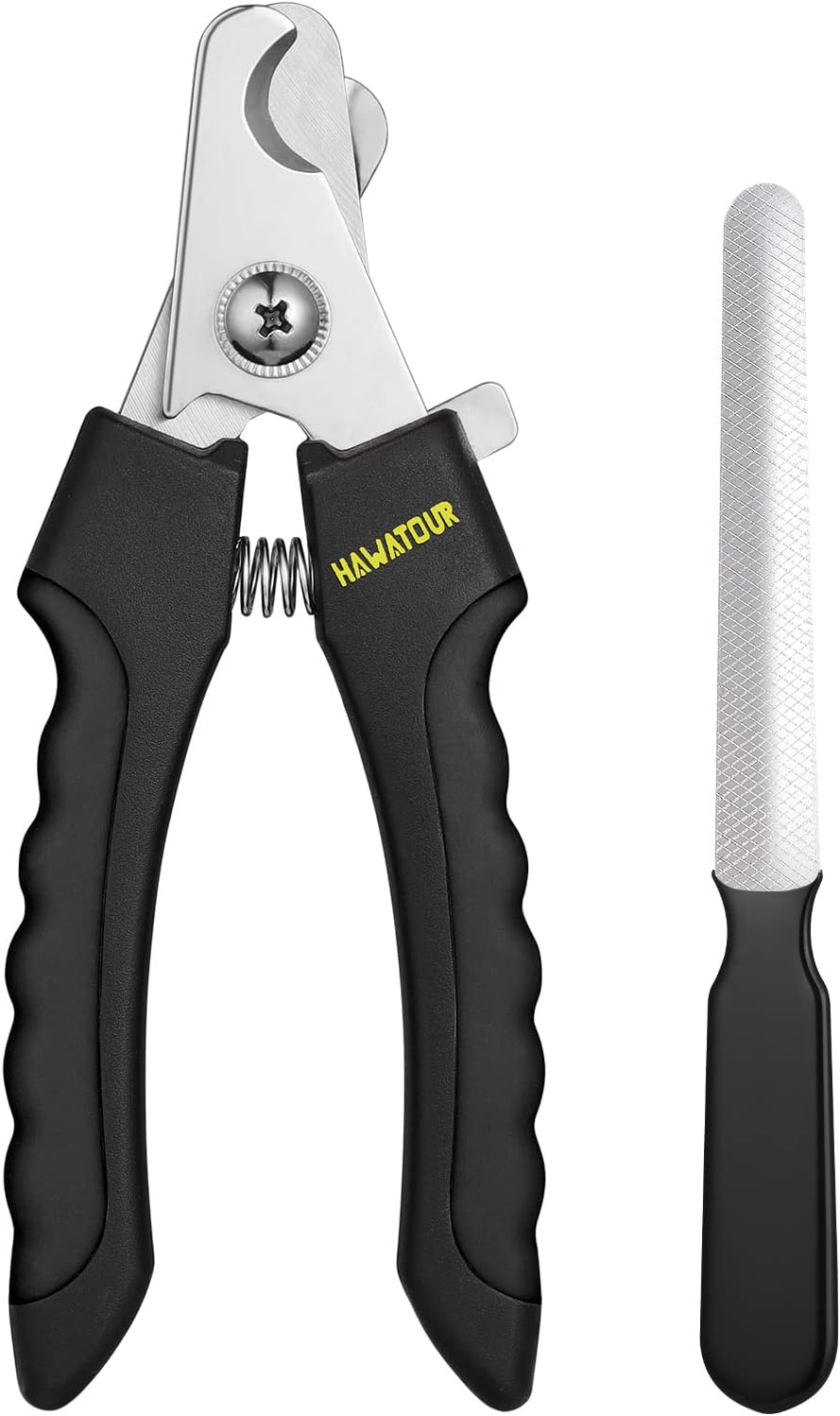 HAWATOUR Dog Nail Clippers, Classic Dog Nail Trimmers with Safety Guard to Avoid Over Cutting, Razor Sharp Blade with Nail File for Pets Large Dogs, Red