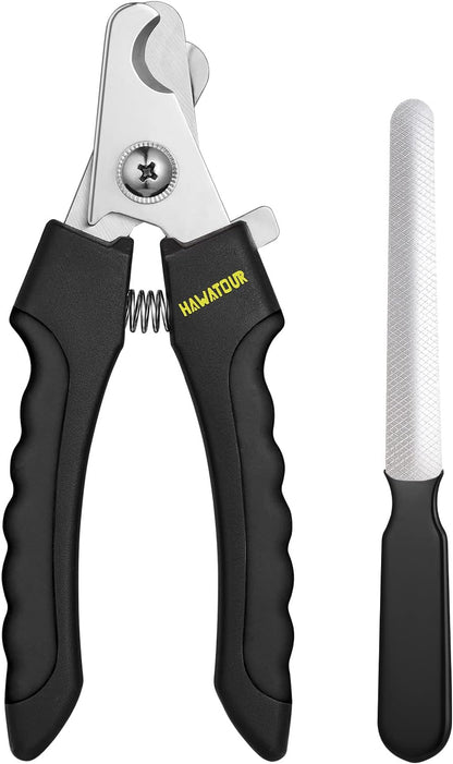 HAWATOUR Dog Nail Clippers, Classic Dog Nail Trimmers with Safety Guard to Avoid Over Cutting, Razor Sharp Blade with Nail File for Pets Large Dogs, Red