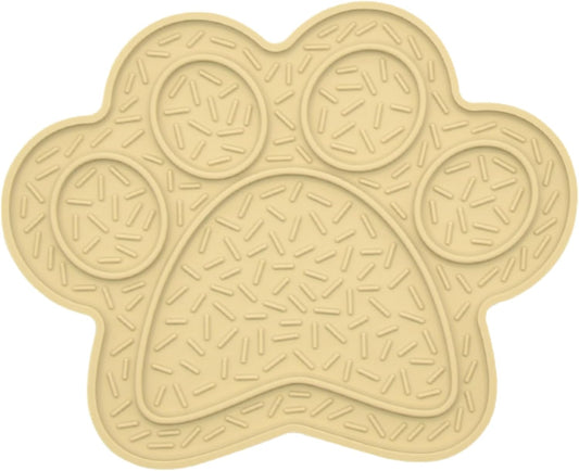 Lick Mat for Dogs, DOOGUES Slow Feeder Mat for Anxiety Relief, Non-Slip Suction Cups, Easy to Spread with Peanut Butter, Yoghurt, or Treats, Suitable for Small, Medium, and Large Dogs (Beige)