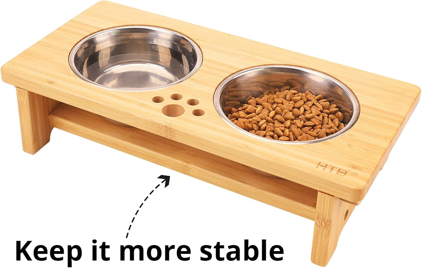 HTB Elevated Dog Bowls,Raised Dog Bowl Stand with 2 Stainless Steel Bowls,Elevated Raised Dog Bowls for Large Medium Small Sized Dogs