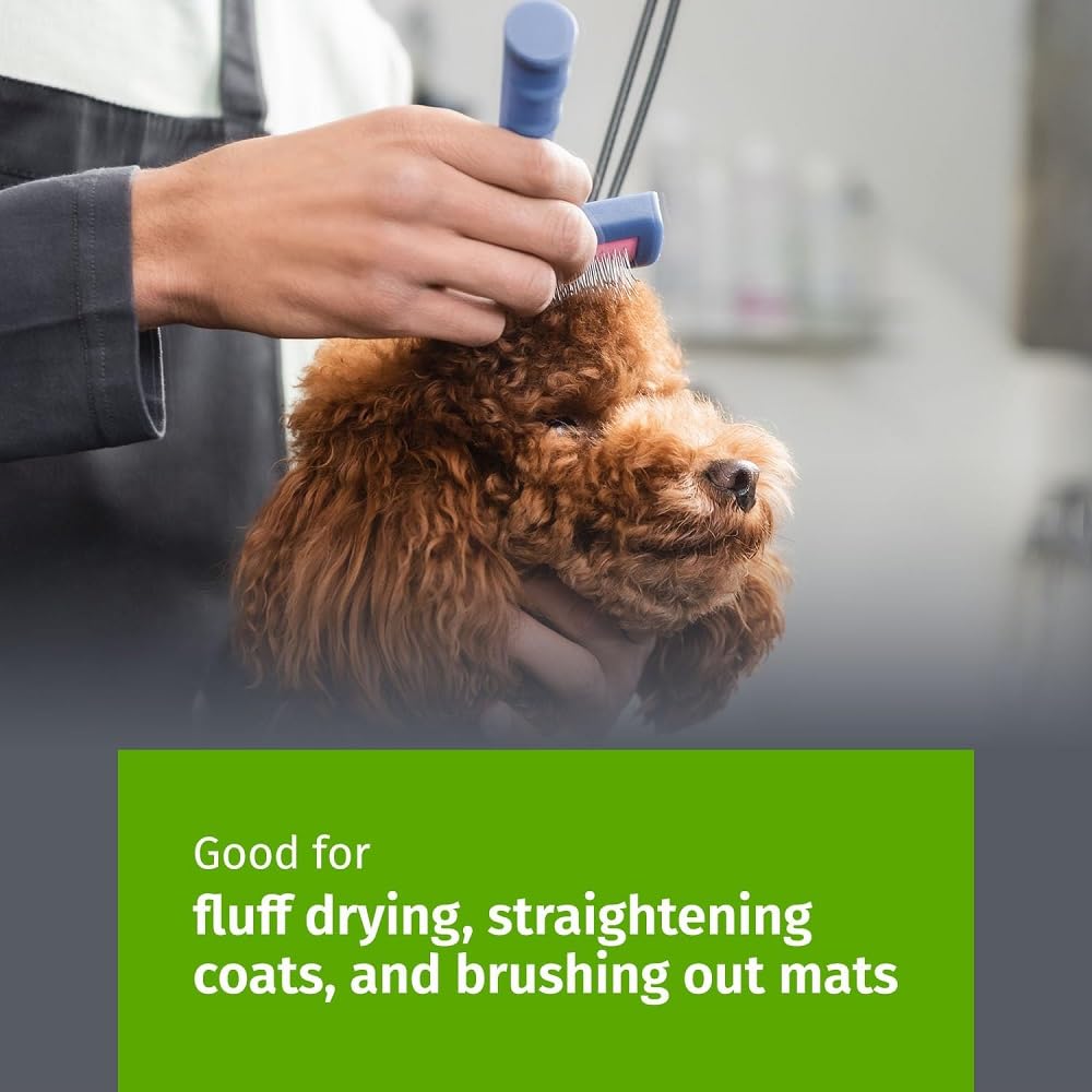 Show Tech Tuffer Than Tangles Slicker Brush for Dog Grooming with Long, Soft Pins, Medium Size, Perfect for Doodle Breeds, Angled Pins for Dematting, Remove Undercoat, Comfort Grip Handle
