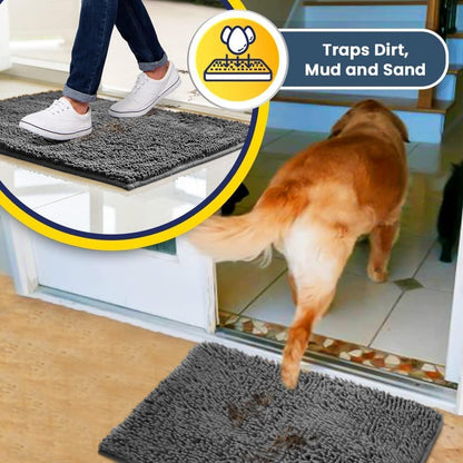 Muddy Mat® Pack of 3 Highly Absorbent Microfiber Dog Door Mat and Pet Rug, Non Slip Thick Washable Area Mat Soft Chenille for Kitchen Bathroom Bedroom and Outdoor - Beige Small, Medium & Large