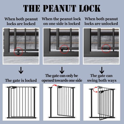 DEARBB Triple Lock Baby Gate for Stairs Doorways and House 31" to 86" Extra Wide Pressure Mounted Easy Walk Through Auto Close Safety Pet Gate White 49.21-67.32"