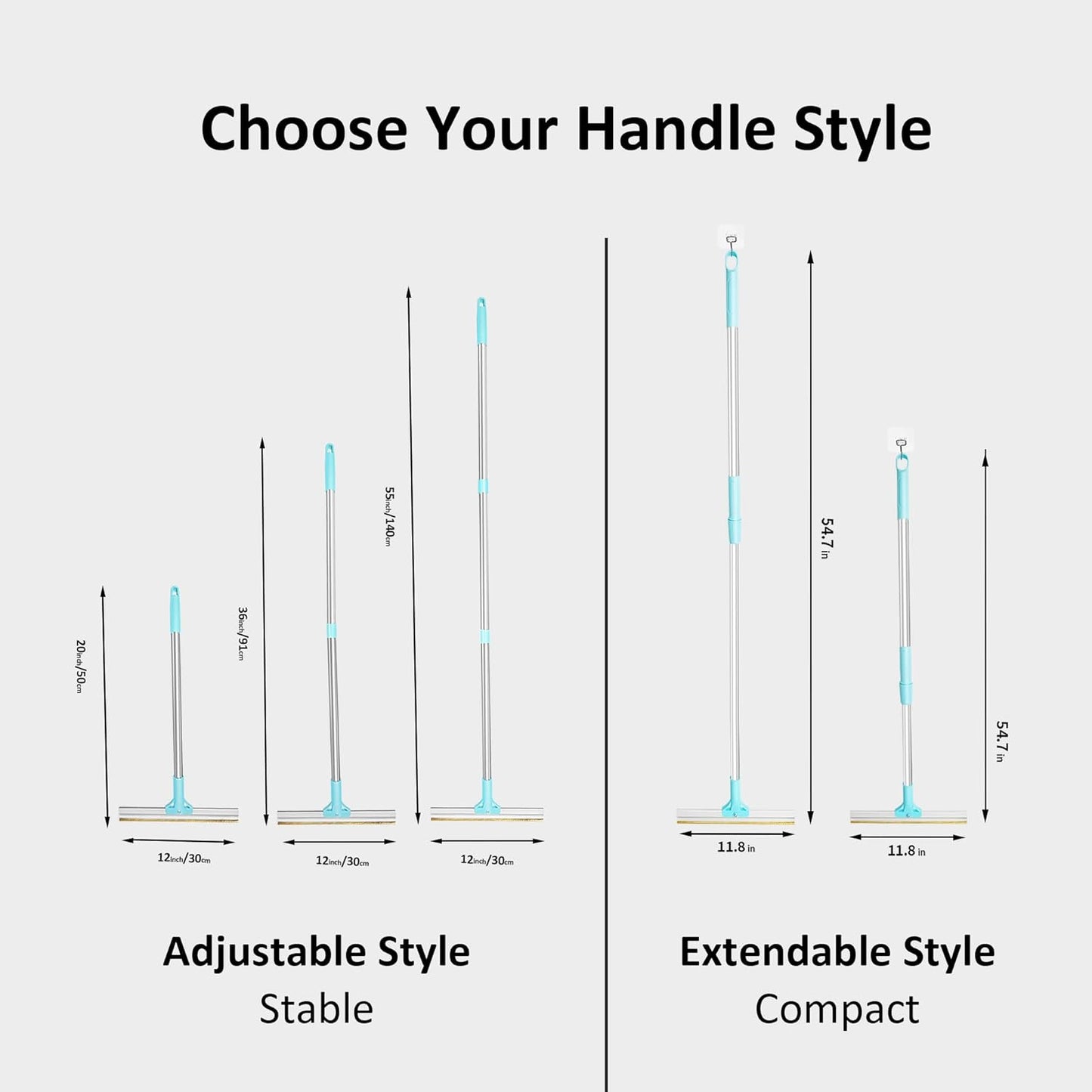 Telescopic Carpet Rake for Pet Hair, 36-55" Adjustable Rug Rake to Remove Dog Cat Hair & Fluff Matted Carpet, Stand Up Cleaning Tool for Under Furniture