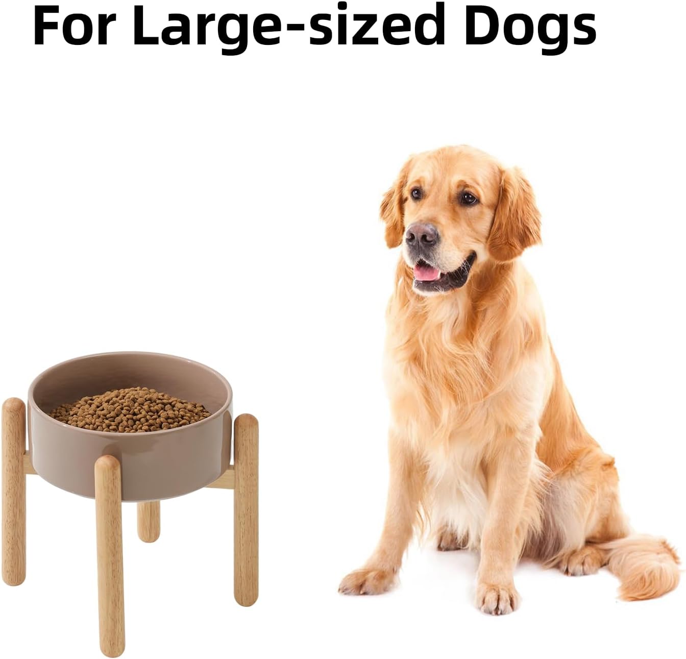 Havniva 8.3inch Ceramic Raised Dog Bowl with Stand, Elevated Dog Bowls for Large Breed Dog Food and Water Bowl Non-Slip Dog Dish Large Capacity Feeding Pet Water Bowl