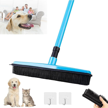 Pet Hair Removal Broom, Pet Hair Removal Tool, Multi-Surface Squeegee Rubber Broom, Rubber Broom Pet Hair Remover, Extendable Pet Hair Remover Broom for Carpet, Mats,Couch (Black)