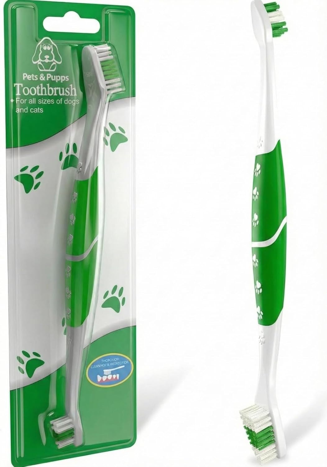 Pet Toothbrush for Dogs, Cats with Soft Bristles - Easy Teeth Cleaning & Dental Care, Non Slip Dual Head Dog Toothbrush for Medium & Large Pets, Toothpaste Not Included (Pack of 1(Red))