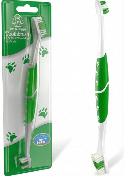 Pet Toothbrush for Dogs, Cats with Soft Bristles - Easy Teeth Cleaning & Dental Care, Non Slip Dual Head Dog Toothbrush for Medium & Large Pets, Toothpaste Not Included (Pack of 1(Red))