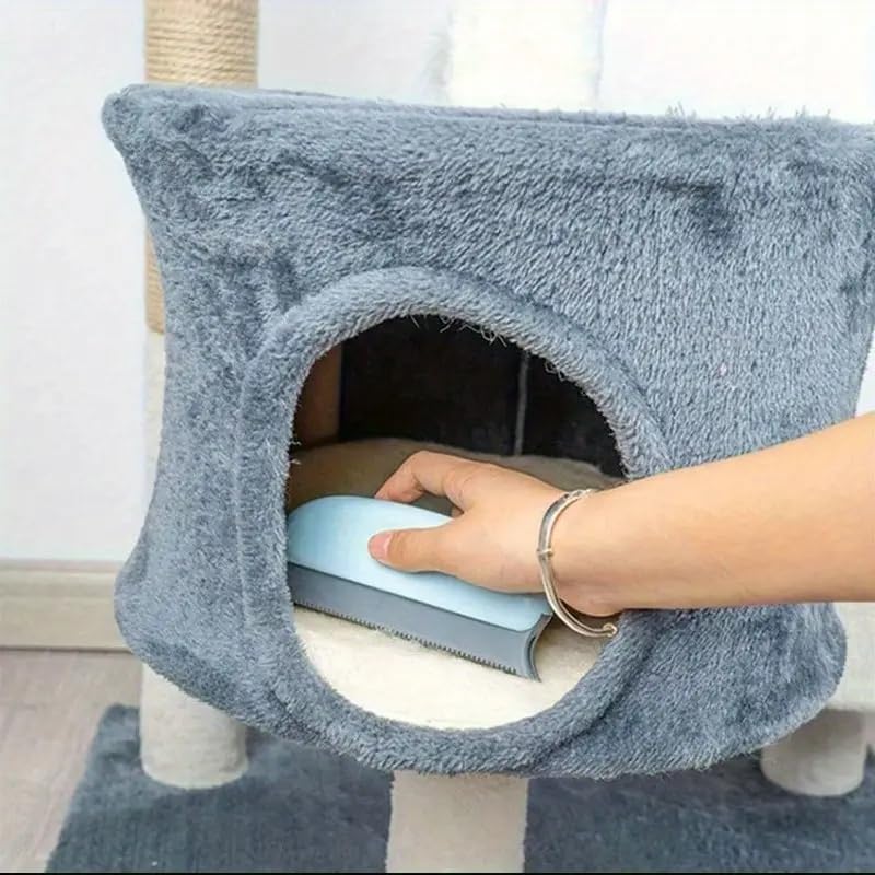 Pet Hair Removal Brush Gentle Rubber Bristles Ergonomic Plastic Handle for Cats and Dogs Cleans Sofa Bed Car Clothing, Dark Blue