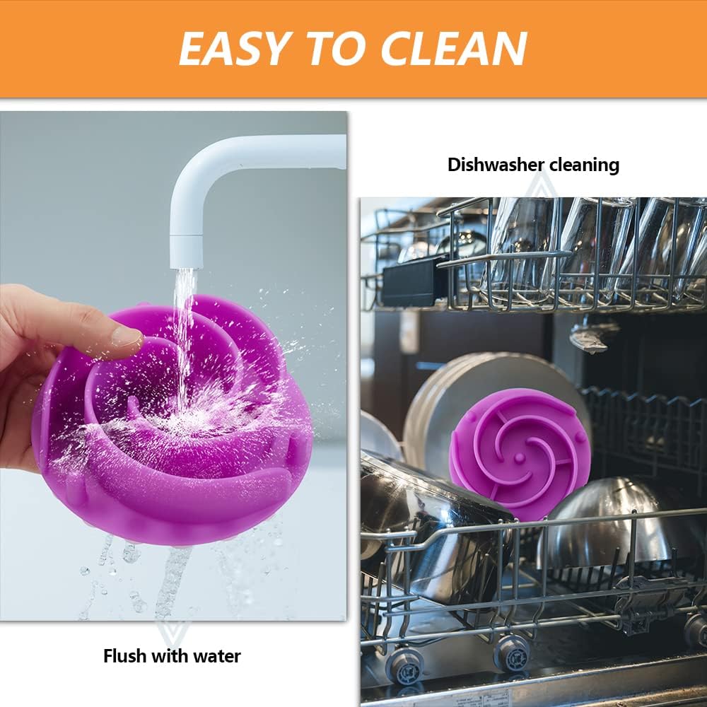 Slow Feeder Dog Bowls Insert, Animire Soft Silicone Slow Eating Dog Food Bowl for Small, Medium and Large Dogs, Compatible with Regular and Elevated Bowls