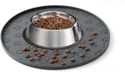 Pet Feeding Mat, Waterproof, Raised Edges to Prevent Spills, Easy Clean in Dishwasher, Dogs and Cats Placemat Tray to Stop Food and Water Bowl Messes on Floor(1Pack Beige)