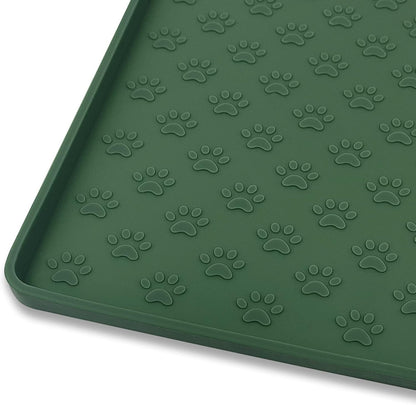 Ptlom Pet Placemat for Dog and Cat, Mat for Prevent Food and Water Overflow, Suitable for Small, Medium and Big Pet, 18" 12", Grey, Silicone