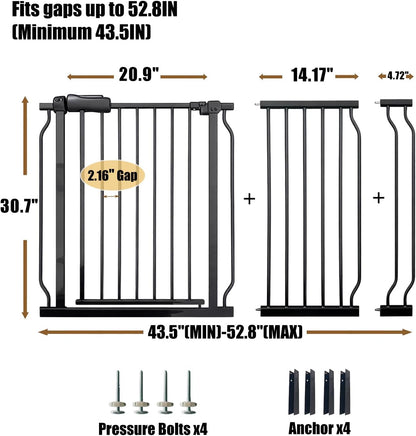 Extra Wide 76.4-81 Inch Large Baby Gates for Stairs, Doorways - No Drilling, Pressure Mounted Pet Gates for Kids & Dogs