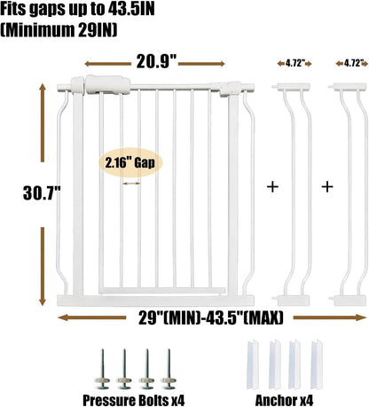 Extra Wide 76.4-81 Inch Large Baby Gates for Stairs, Doorways - No Drilling, Pressure Mounted Pet Gates for Kids & Dogs