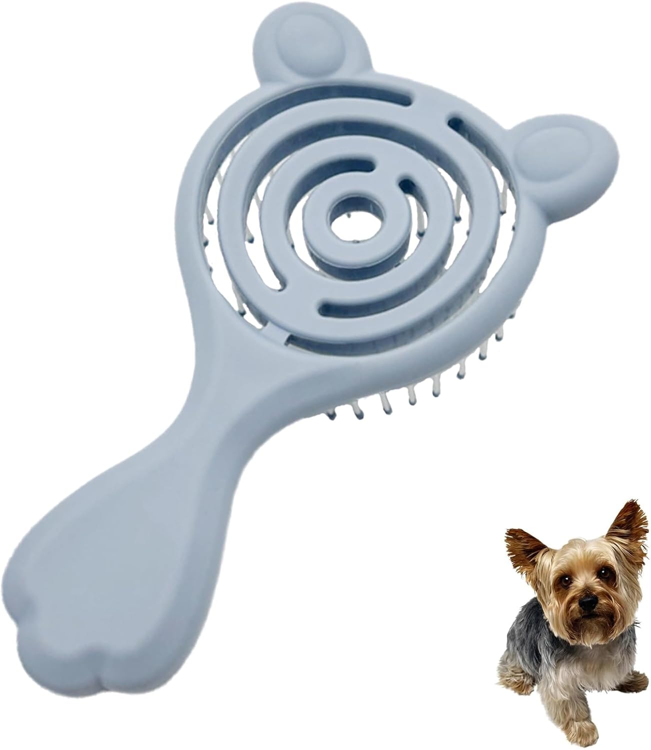 Cat-Ear Design Puppy Brush, Gentle Soft-Bristle Small Dogs Plastic Detangling Grooming Tool, Fit for Yorkie Shih Tzu Maltese Maltipoo (Light Pink)