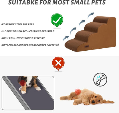 Aodisman 3-Step Dog Ramp and Stairs for Sofa and Chair - Non-Slip Sturdy Pet Steps for Small Dogs and Cats,15.7" H,Grey