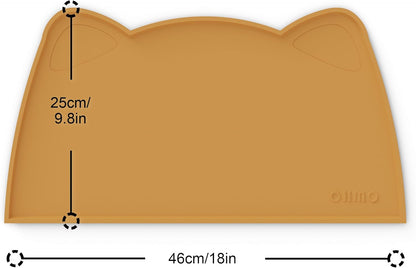 OHMO - Cat Food Mat, Silicone Pet Feeding Mat for Floor Non-Skid Waterproof Dog Water Bowl Tray, Easy to Clean Pet Placemat (Erythrinus, 18 * 9.8'')