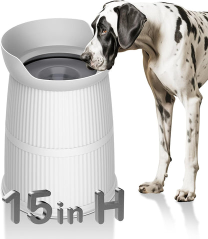 Salodal Elevated Dog Bowls Large Sized,15.4in High Raised Stand,4.4L No Spill Dog Water Bowl,Stainless Steel Bowl,Adjustable,Non-tip,Non-Slip, Water Dispenser for Large Medium Pets