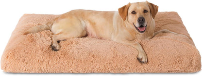 Bedfolks Waterproof Dog Crate Bed, Plush With Removable Washable Cover, Faux Fur Crate Pad for Medium Dogs, Fluffy Kennel 29"x21", Dark Grey