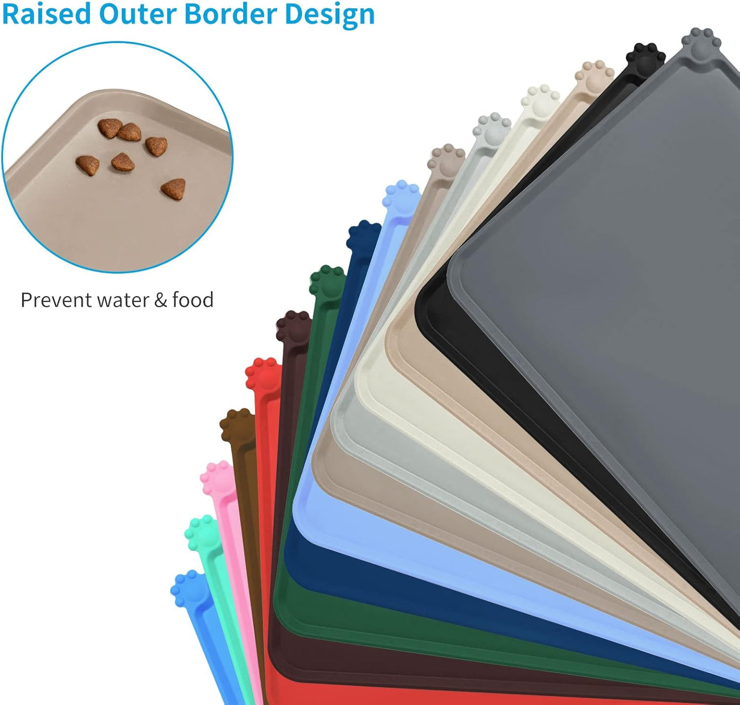 AUDWUD Silicone Waterproof Pet Feeding Mats,Anti Slip Bowl Pad,Dog Mat for Food and Water