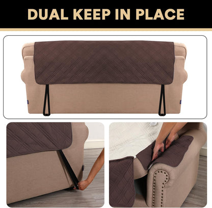 PrinceDeco 100% Waterproof Couch Cover for 3 Cushion Couch Sofa Pet Friendly Non-Slip Couch Cover for Dogs Washable Water Resistant Furniture Protector with Elastic Straps(Sofa 68", French Oak)