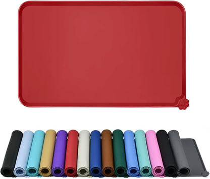 Reopet Waterproof Pet Feeding Mat, Non-Slip Silicone Placemats for Dog Cat Food and Water Bowl, High Raised Edges to Prevent Spills and Protect Floors