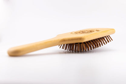 Doggy Style Bamboo Dog Brush for Medium and Large Dogs, Deshedding and Detangling Pet Grooming Brush with Pin Bristles, Ergonomic Handle, Rubber Cushion, Plastic-Free 9.5 Inch