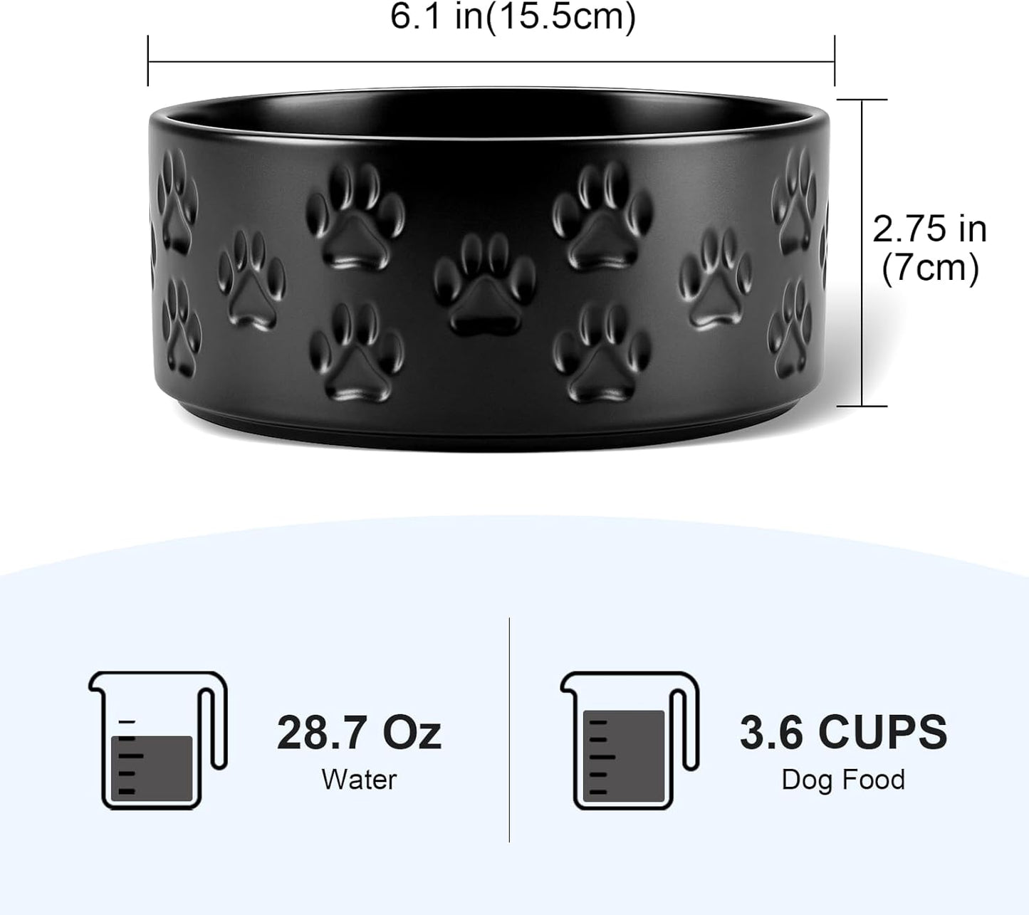 SPUNKYJUNKY Elevated Dog Bowls Ceramic, 6.1'' Dogs and Cat Food Water Bowls Raised with Non-Slip Bamboo Stand for Medium Sized Breed Microwave Dishwasher Safe - 28.7 OZ,Beige