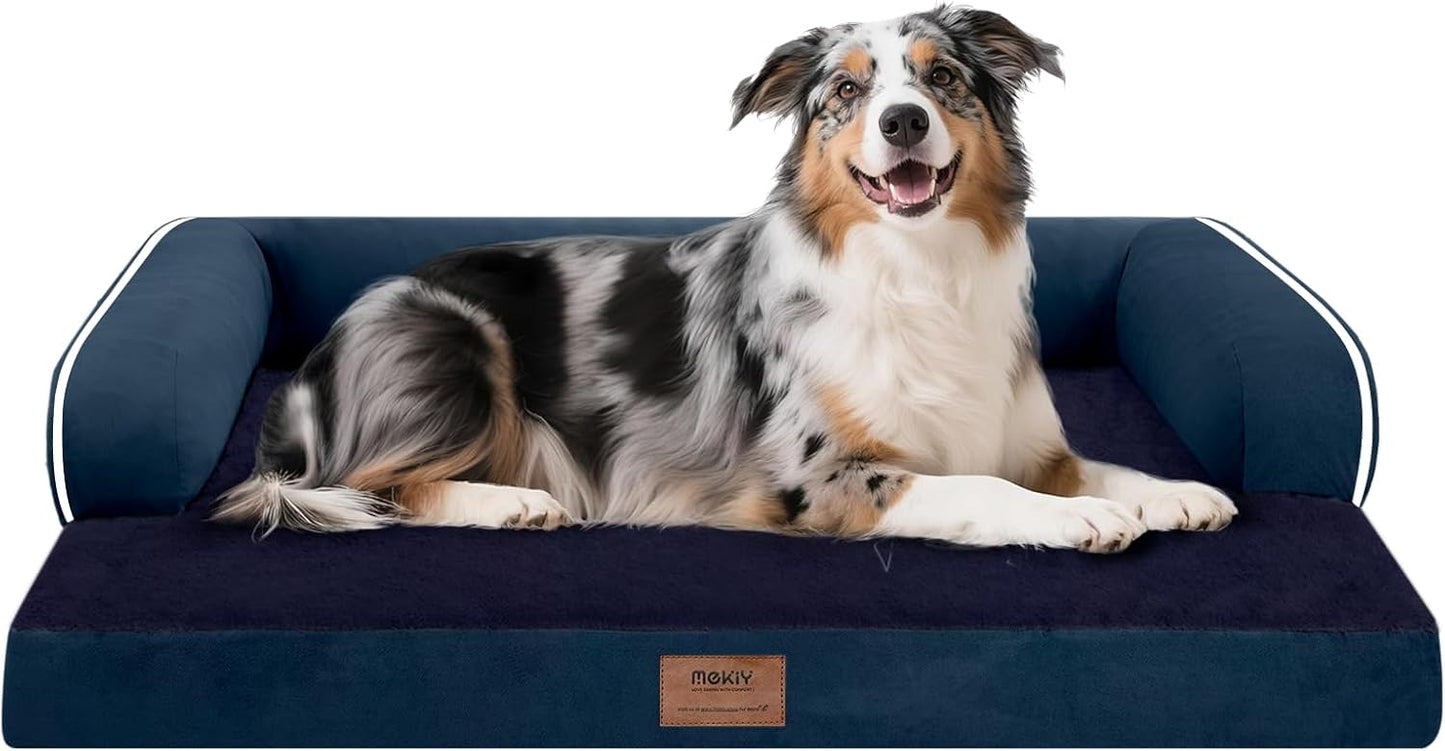 Large Dog Bed Orthopedic Washable - Beds Bolster - Medium XL XLarge Big Dogs - Memory Foam Couch Sofa - Waterproof with Removable Cover