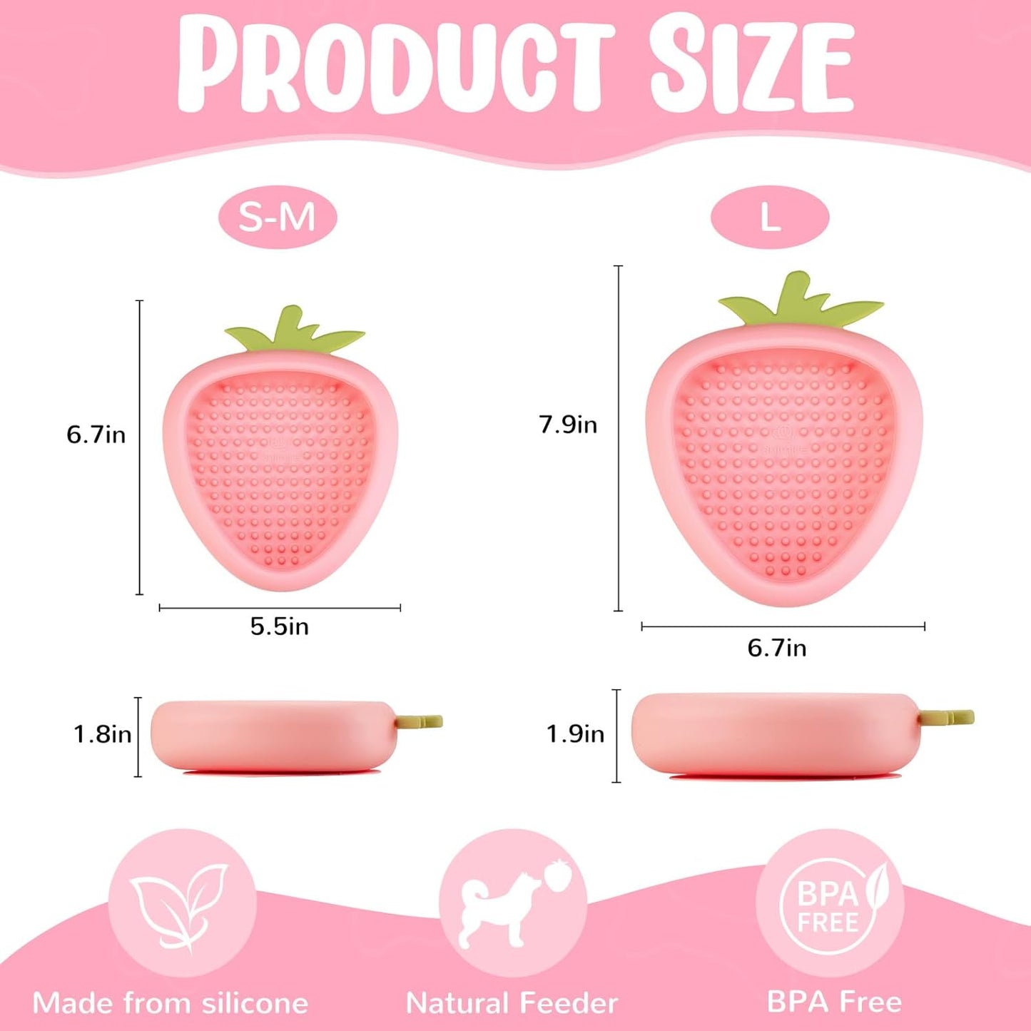 Freeze Dog Lick Bowl, Animire Non-Slip Slow Feeder Lick Mat for Dogs, Silicone Dog Enrichment Bowl for Distraction Anxiety Relief Boredom, BPA Free, Dishwasher Safe(Rose,S)