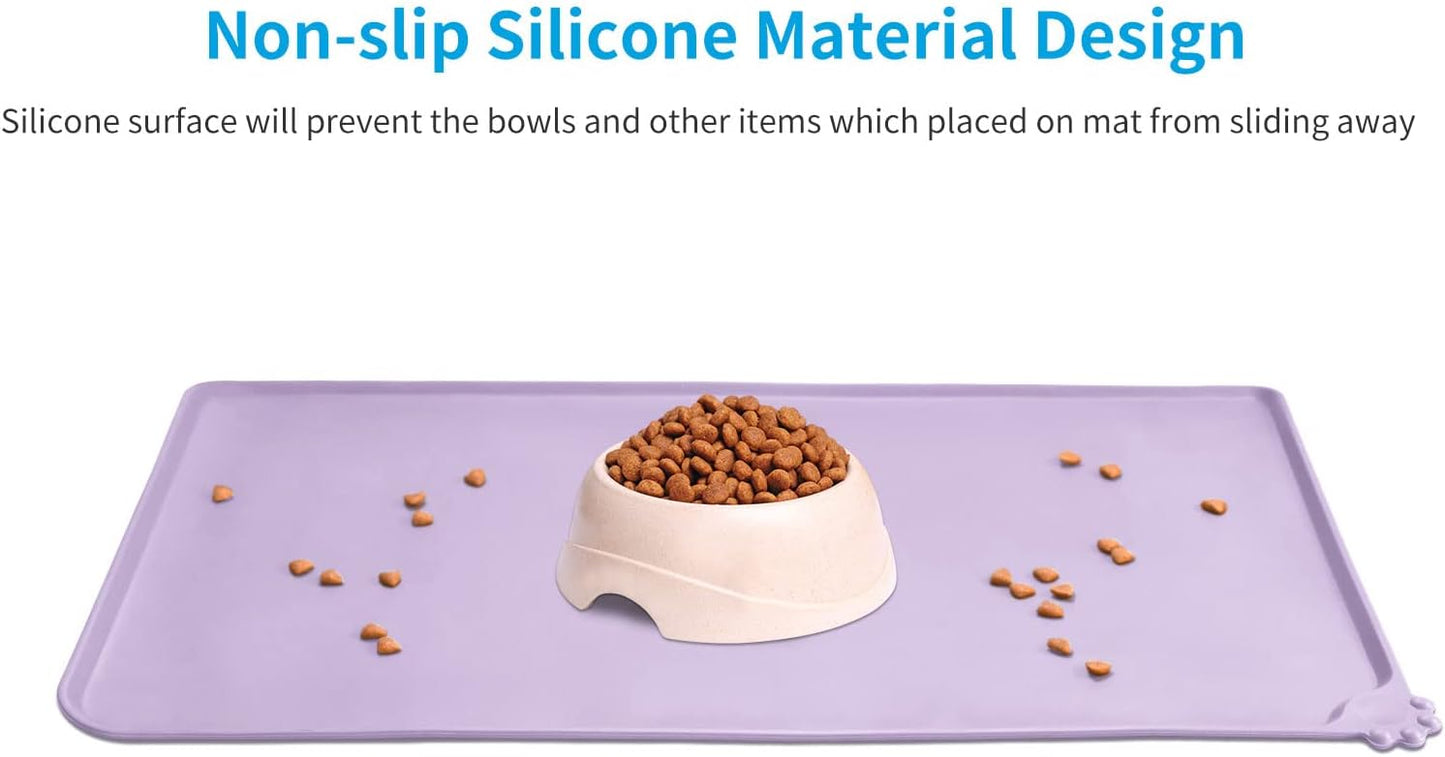 AUDWUD Silicone Waterproof Pet Feeding Mats,Anti Slip Bowl Pad,Dog Mat for Food and Water