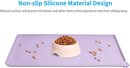 AUDWUD Silicone Waterproof Pet Feeding Mats,Anti Slip Bowl Pad,Dog Mat for Food and Water