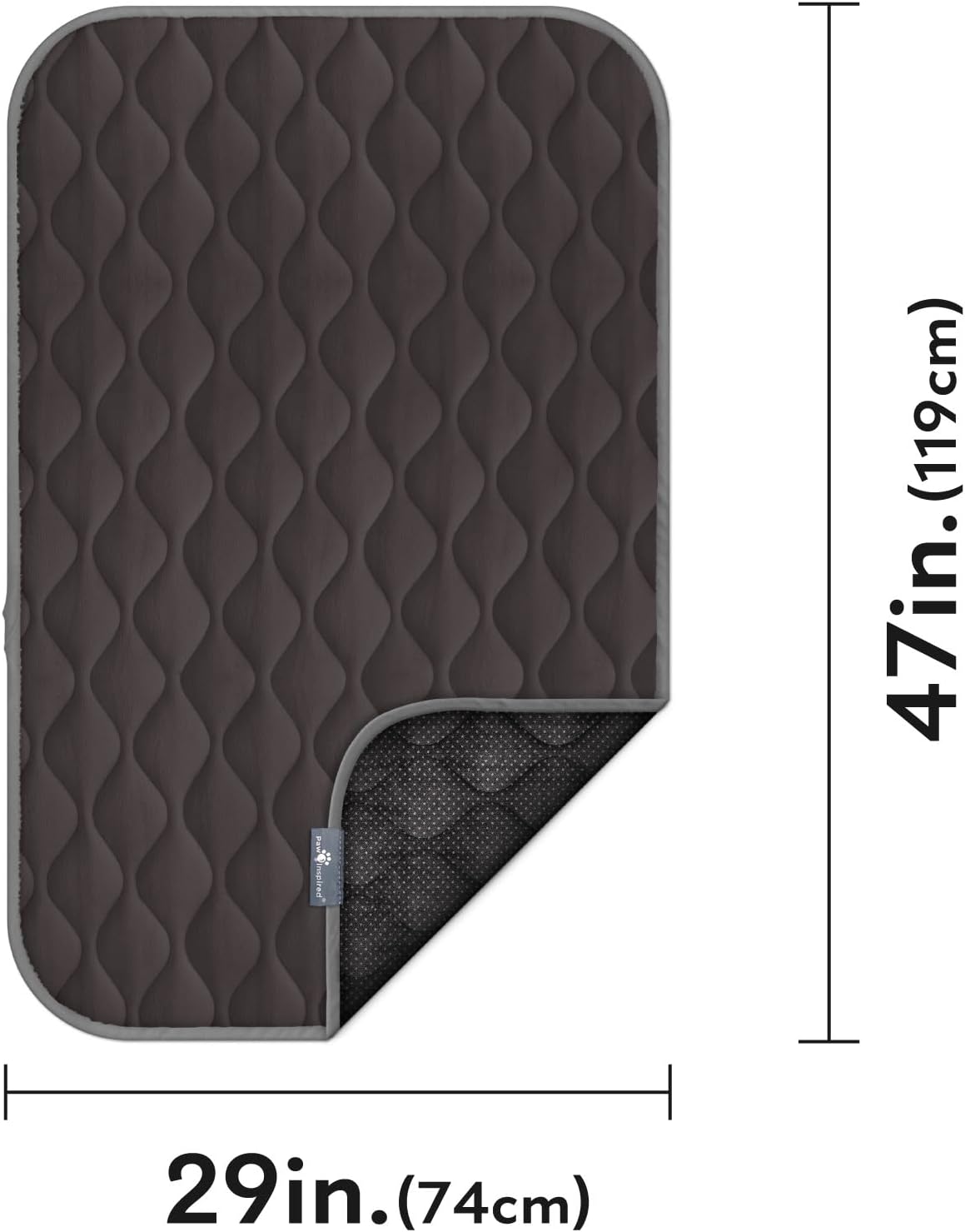 Paw Inspired Washable Padded Crate Mats for Dogs | 29” x 18” Pad, Fits 30-inch Kennels | Leakproof, Waterproof Bottom, Plush Pet Beds (Gray)