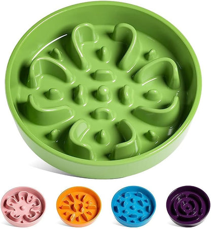 LE TAUCI Dog Bowls Slow Feeder Ceramic, 1.5 Cup Slow Feeding Bowl for Small and Medium Breed, Puzzle Dog Food Bowl for Fast Eater, Maze Purple