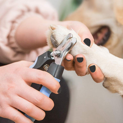Pet Nail Clippers and Trimmers Set Safety Guard to Avoid Over Cutting Razor Sharp Blades Grooming Tool for All Small Large Dog Cat Red