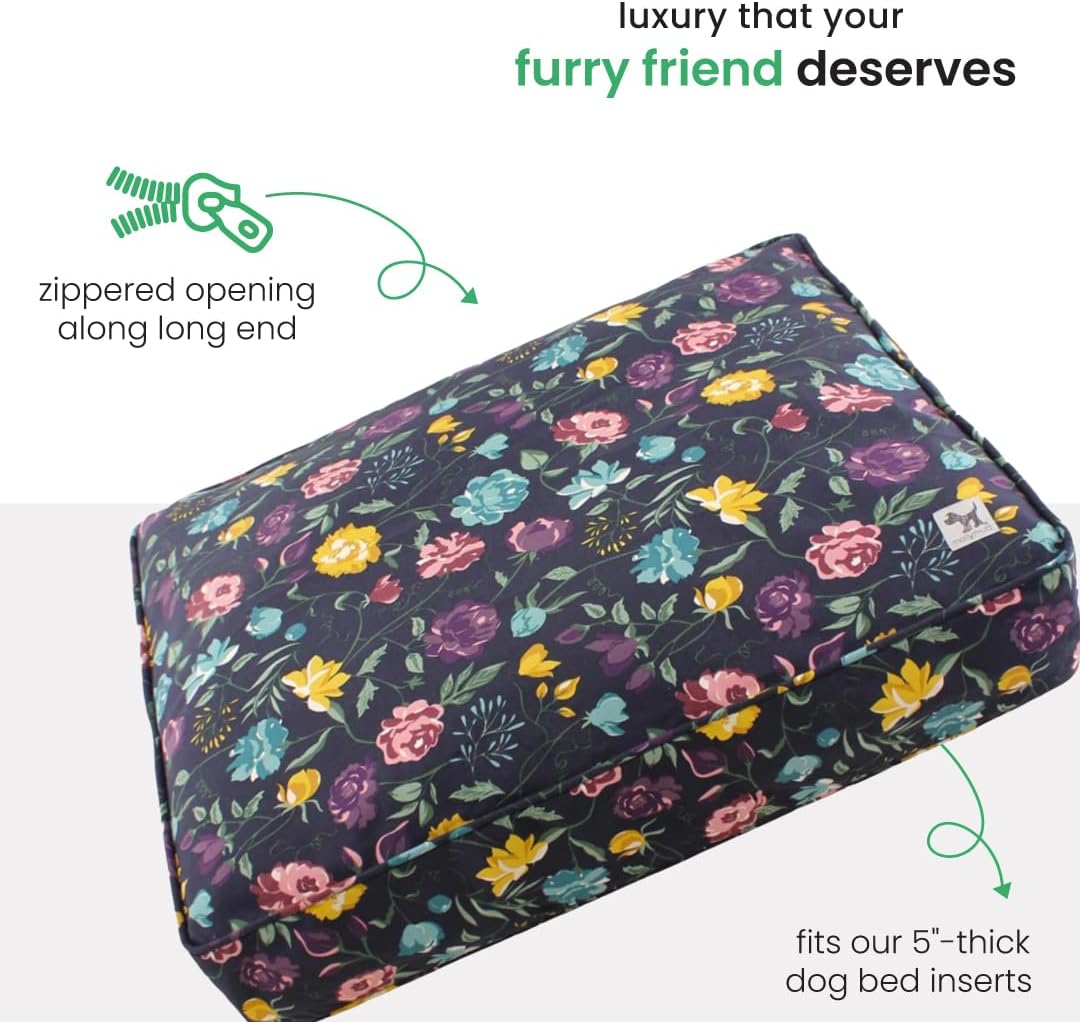 Molly Mutt Medium to Large Dog Bed Cover- Forever Young Print - Measures 27”X36”X5’’ - 100% Cotton - Durable - Breathable - Sustainable - Machine Washable Dog Bed Cover (Dd82b)