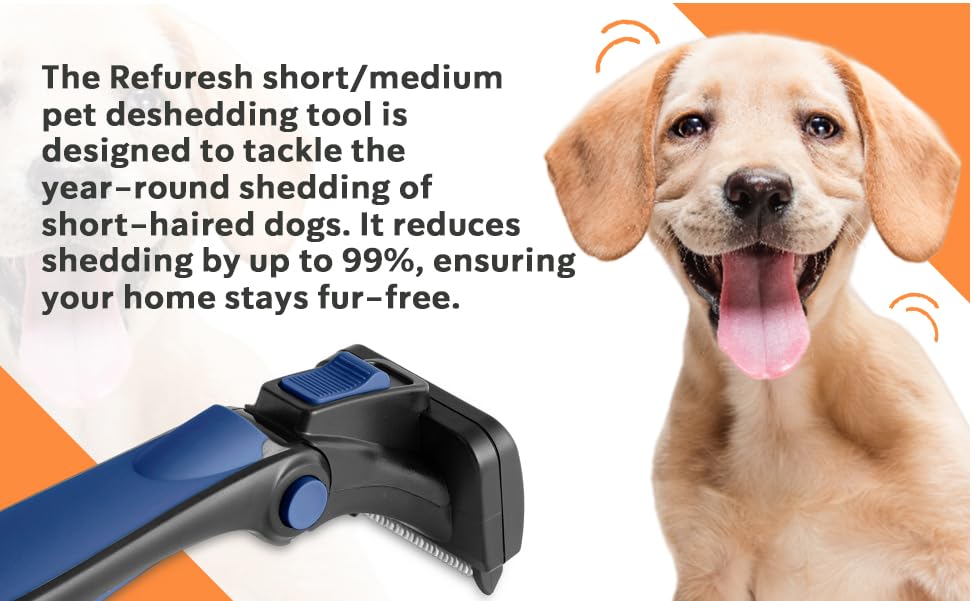 Deshedding Dog Brush for Short/Medium Hair (Medium,Red) – Gentle Deshedding Tool for Dogs & Cats – Reduces Shedding, Without damaging Topcoat. Removes Loose Fur & Dead Undercoat.