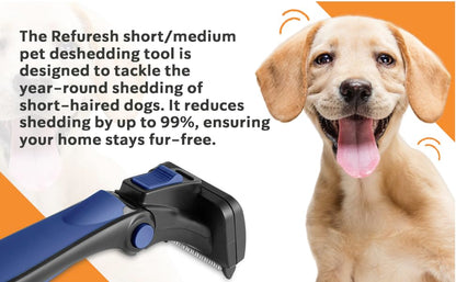 Deshedding Dog Brush for Short/Medium Hair (Medium,Red) – Gentle Deshedding Tool for Dogs & Cats – Reduces Shedding, Without damaging Topcoat. Removes Loose Fur & Dead Undercoat.