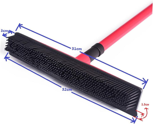minkissy PET Hair Removal Broom Long Handle Carpet Scraper for Dog Hair Cleaning Rubber Floor Brush Dust Pan for Home Windows and Furniture