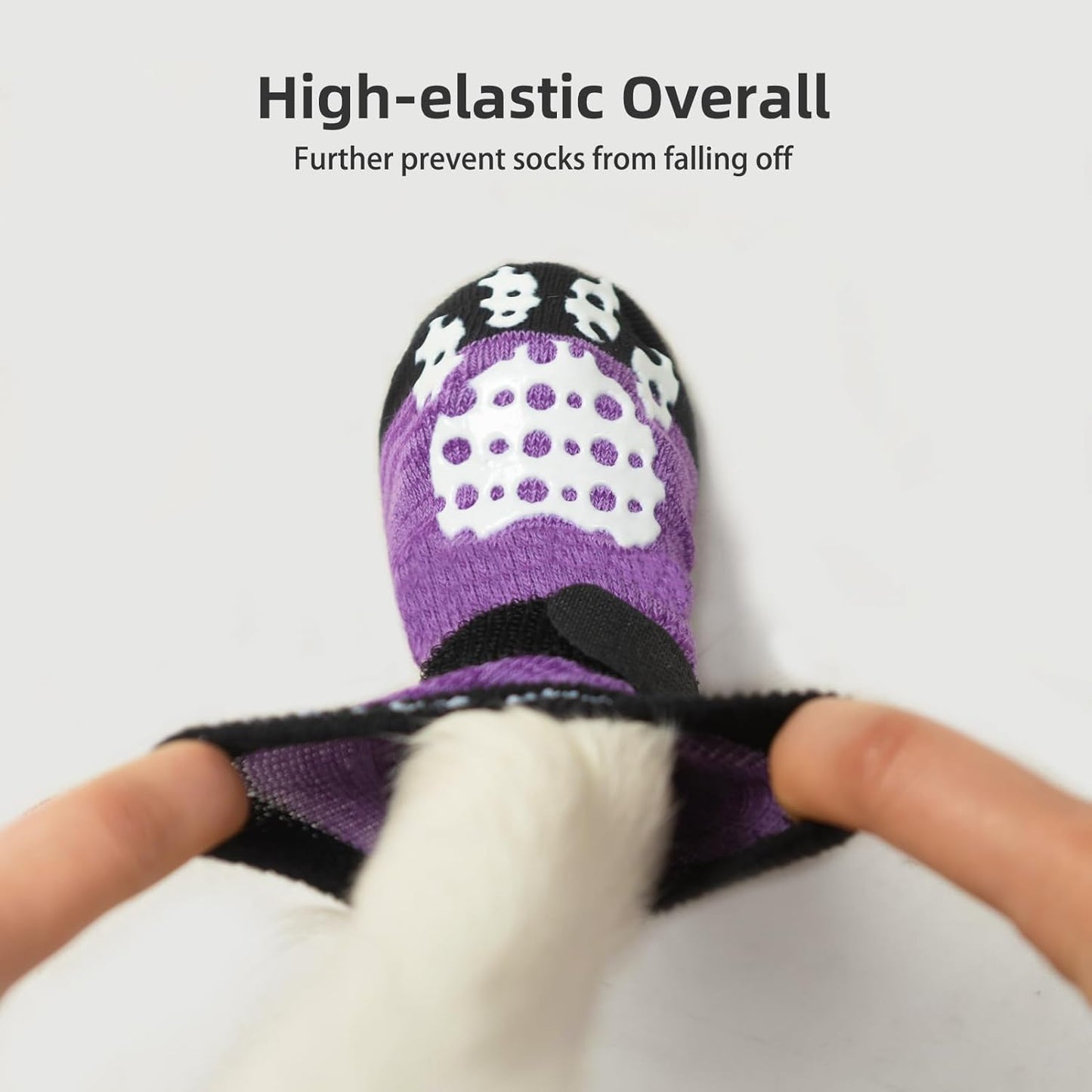 PUPTECK Anti-Slip Dog Socks with Double Sides Grips for Small Medium Large Dogs Hardwood Floors Prevents Licking, Dog Shoes for Hot Pavement Traction Control Paw Protector for Senior Dogs, Grey L