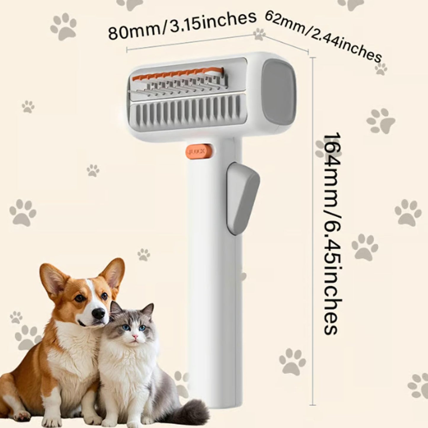 2-in-1 Pet Self-Detangling & Grooming Comb - Cats & Dog Dematting Brush & Undercoat Rake, Gentle Undercoat Rake & Brush for Long or Short Hair, Removes Mats, Tangles & Loose Fur, Ultimate Care (1Pcs)