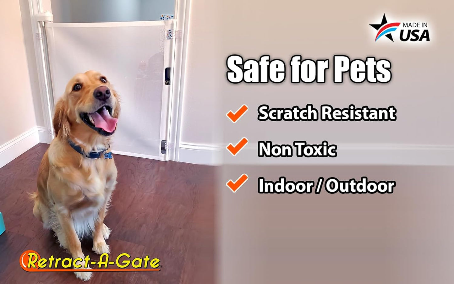Retract-A-Gate 52 inch White: The Original and only Made in USA Retractable Baby, Dog, & Cat Gate