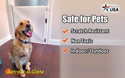 Retract-A-Gate 52 inch White: The Original and only Made in USA Retractable Baby, Dog, & Cat Gate
