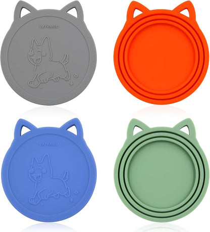 4 Pack Pet Food Can Cover Silicone Food Can Lids,Universal BPA Free, One Fit Most Standard Size Food Cans