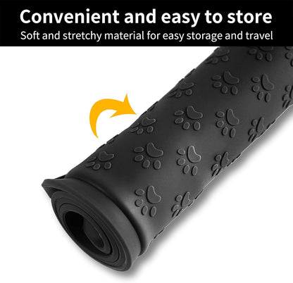 Ptlom Pet Placemat for Dog and Cat, Mat for Prevent Food and Water Overflow, Suitable for Small, Medium and Big Pet, 18" 12", Grey, Silicone