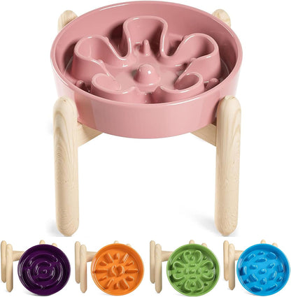 LE TAUCI Dog Bowls Slow Feeder Ceramic, 1.5 Cup Slow Feeding Bowl for Small and Medium Breed, Puzzle Dog Food Bowl for Fast Eater, Maze Purple